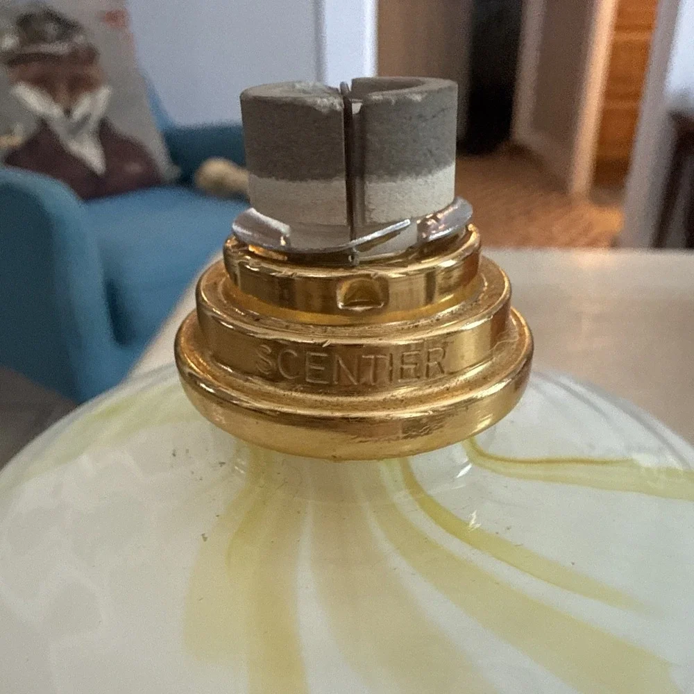 Scentier Oil Lamp Diffuser Floral Lemon Lime Swirl Gold Cap Crown 7 Inches